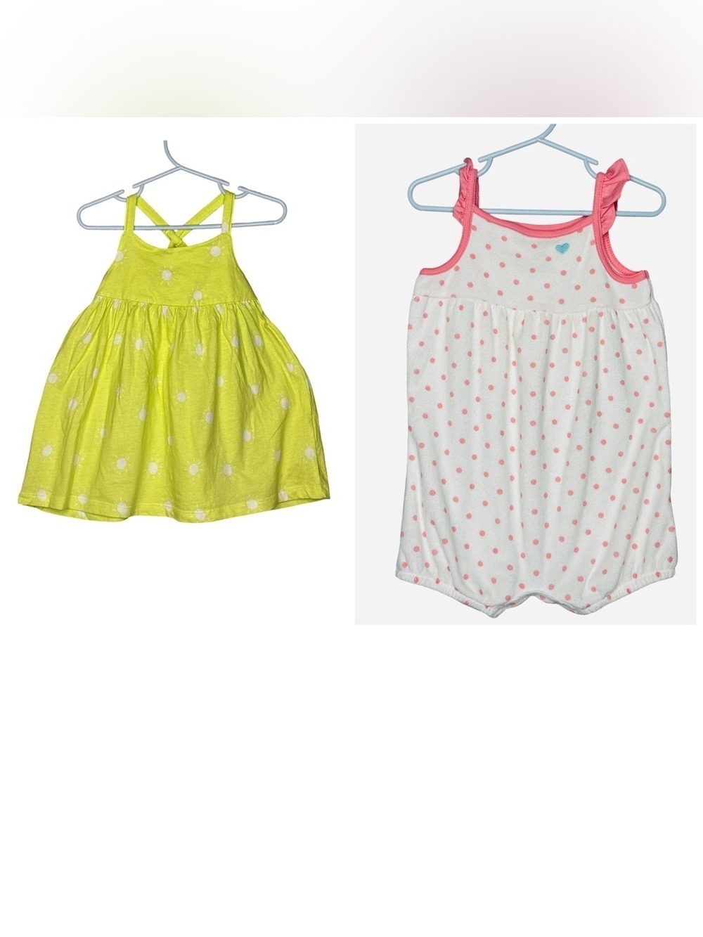 Carter's Baby Dress & Romper Set Lime Green White 18 Months
